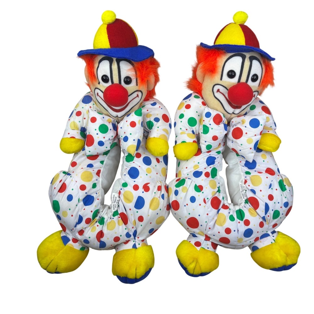 Vintage Clown Plush Slippers Polka Dot Cosplay Costume Mens 7-9 Women's 8-10